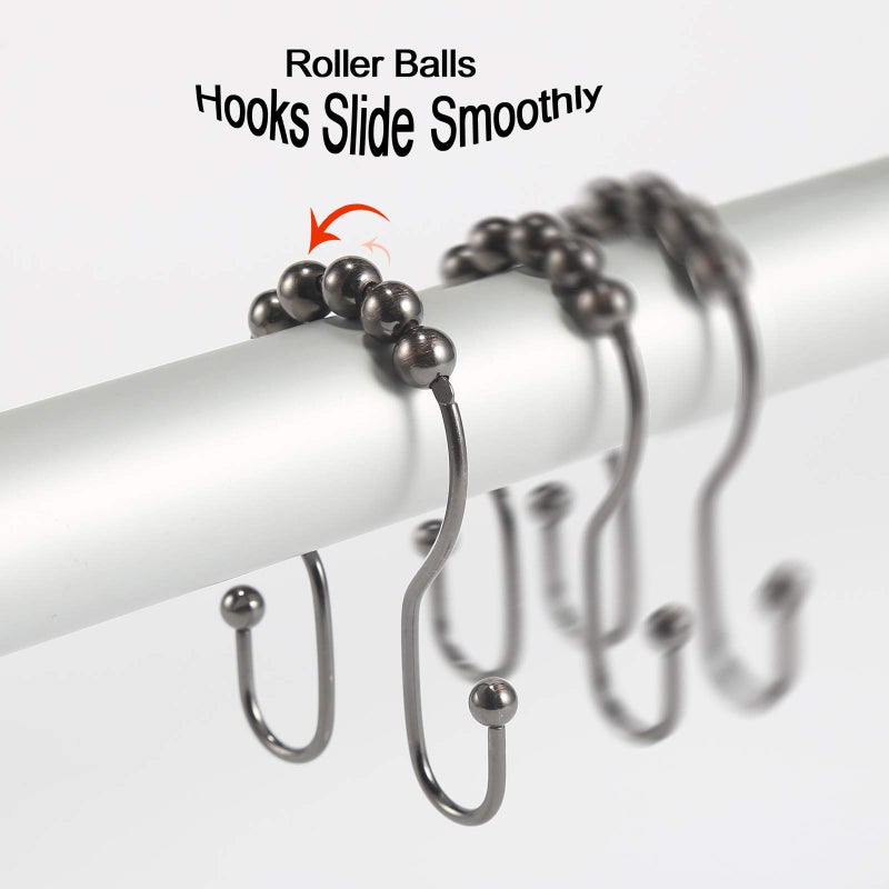 Goowin Shower Curtain Hooks, 12 Pcs Shower Curtain Rings, Stainless Steel Bronze Shower Curtain Hooks Rings Rust Proof, Balance Sliding Anti-Drop Double Shower Hooks for Shower Curtain Rod (Bronze) - Image 5
